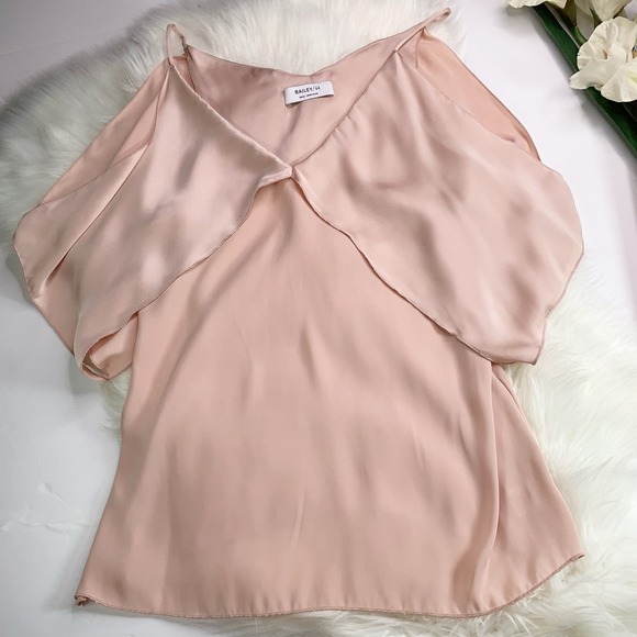 Bailey 44 Kate Top Cold Shoulder Champagne Pink Drape Blouse Small - Picture 6 of 14